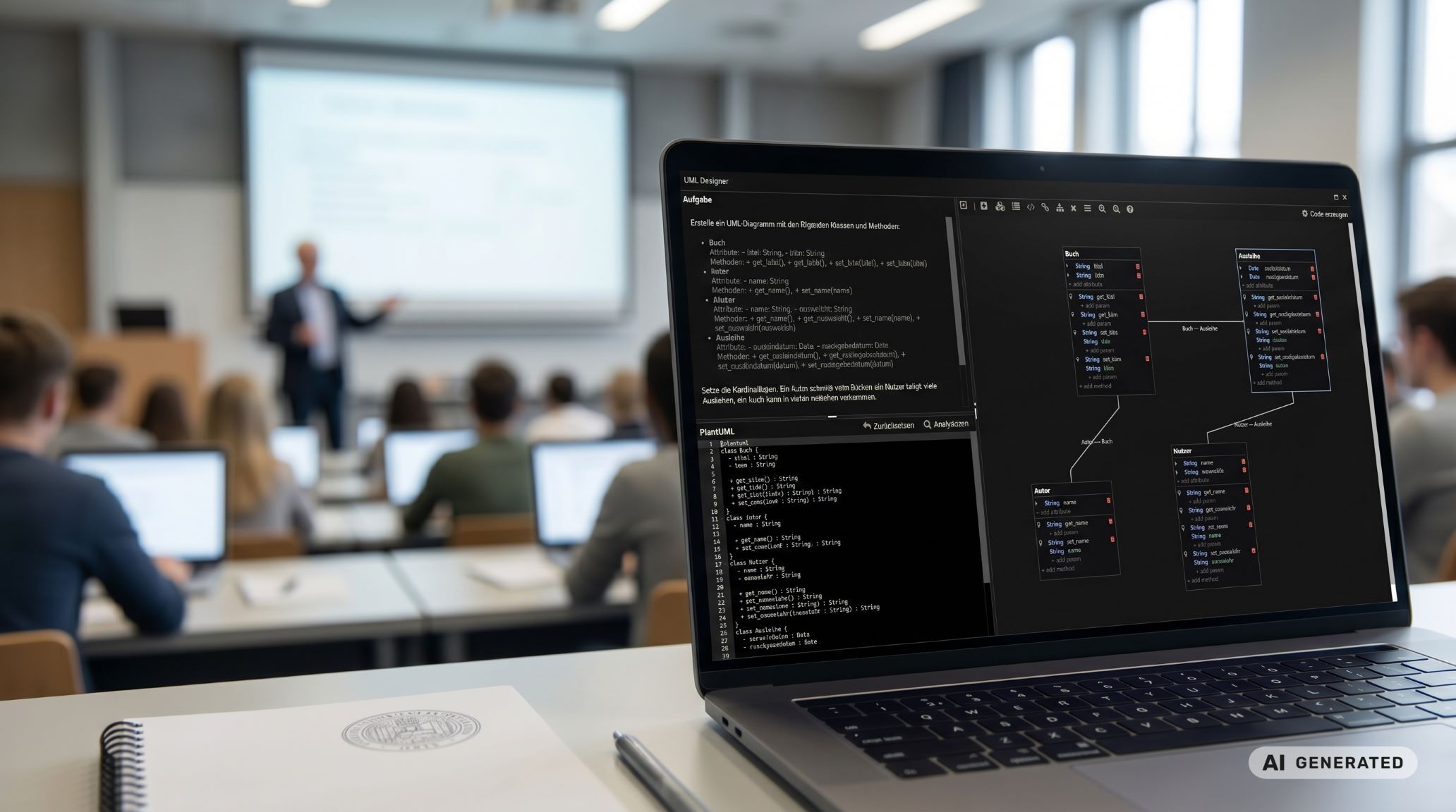 Diseñador UML en CodeRoom: