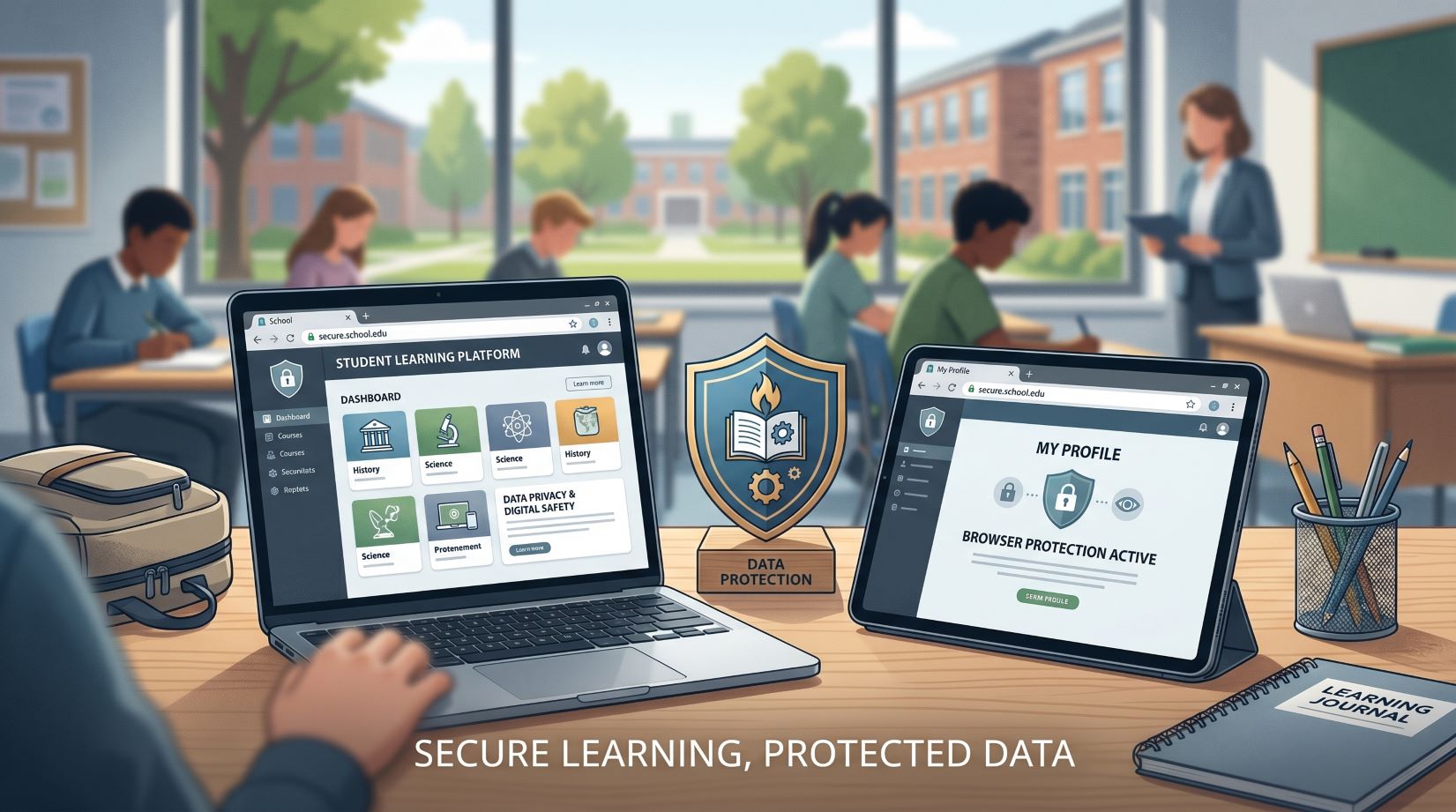 Entorno de programación basado en navegador, protector de datos, para escuelas