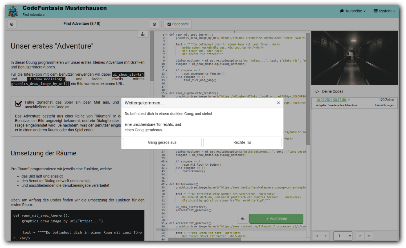 CodeRoom Playground learning interface